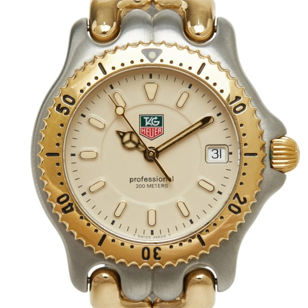 TAG Heuer Cell Professional 200 Watch WG1221-K0 Quartz Beige Dial Stainless S...